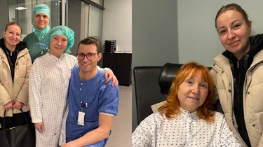 Fedora med operasjonsteamet. Hofteprotese.