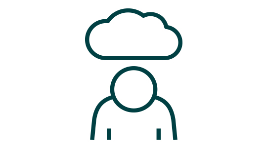 Illustrasjon av en person med en sky over hodet.