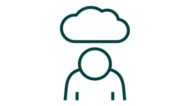 Illustrasjon av en person med en sky over hodet.