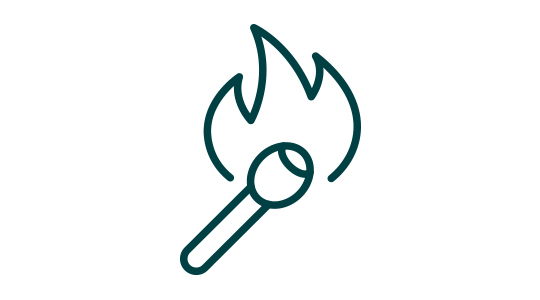 Illustrasjon av en tent fyrstikk.