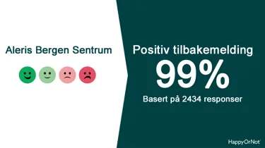 99% positive HappyOrNot tilbakemeldinger basert på 2343 respondenter.