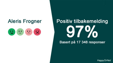 97% positive HappyOrNot tilbakemeldinger basert på 17 348 respondenter.